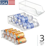 Water Bottle Organizer and Soda Can Dispenser for Refrigerator or Pantry - Set of 3 - Clear in Clear, alternate view 4