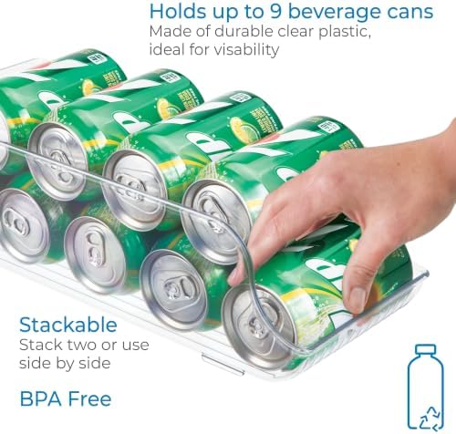 Water Bottle Organizer and Soda Can Dispenser for Refrigerator or Pantry - Set of 3 - Clear in Clear, alternate view 7