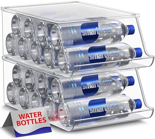 Water Bottle Organizer for Refrigerator & Pantry, Stackable (2 Pack)