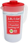 Water Pitcher with Lid 1 Gallon Pitcher BPA Free & Phthalate Free - Red in Red