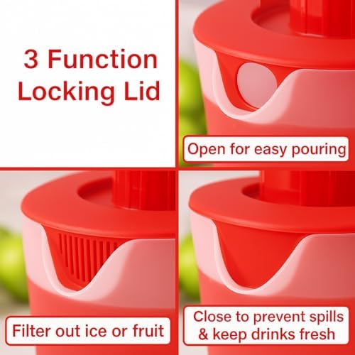 Water Pitcher with Lid 1 Gallon Pitcher BPA Free & Phthalate Free - Red in Red, alternate view 2