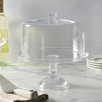 Watercrest Glass Cake Stand with Dome, 10.2 Inch Clear Footed Pedestal Cake Stand with Glass Lid Cover, Handmade, alternate