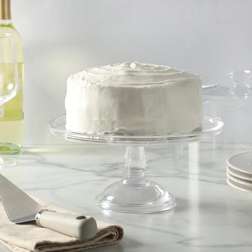 Watercrest Glass Cake Stand with Dome, 10.2 Inch Clear Footed Pedestal Cake Stand with Glass Lid Cover, Handmade, alternate