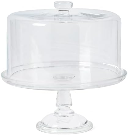 Watercrest Glass Cake Stand with Dome, 10.2 Inch Clear Footed Pedestal Cake Stand with Glass Lid Cover, Handmade, alternate
