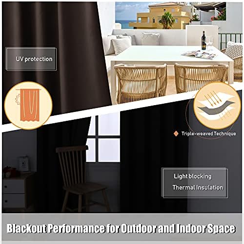 Waterproof Indoor/Outdoor Curtains for Patio Thermal Insulated in Chocolate, alternate view 5