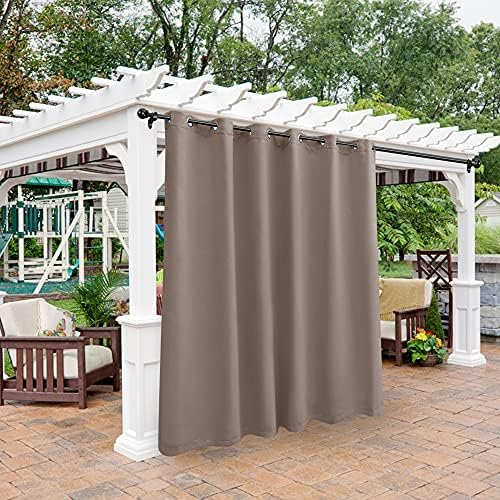 Waterproof Outdoor Blackout Curtains for Patio Porch in Khaki
