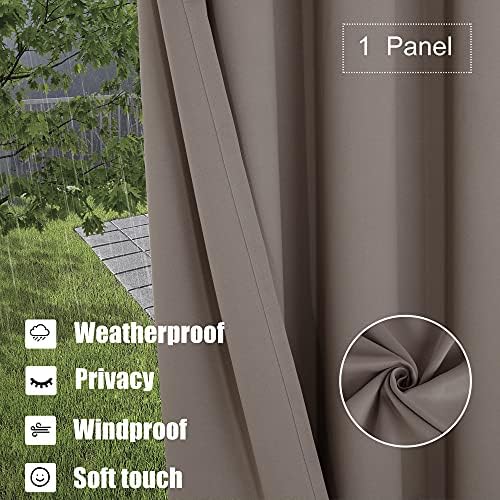 Waterproof Outdoor Blackout Curtains for Patio Porch in Khaki, alternate view 3