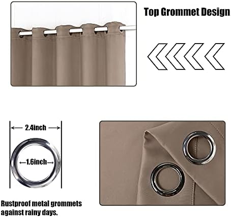 Waterproof Outdoor Blackout Curtains for Patio Porch in Khaki, alternate view 4