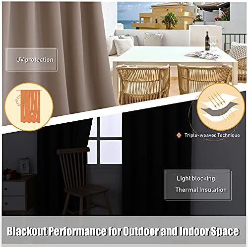 Waterproof Outdoor Blackout Curtains for Patio Porch in Khaki, alternate view 5