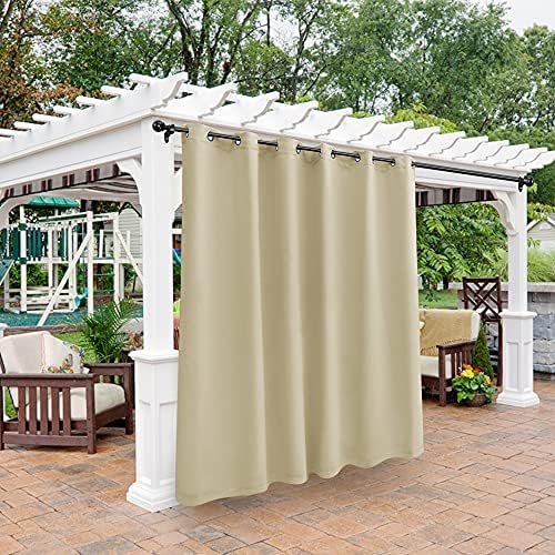 Waterproof Outdoor Curtains for Patio Gazebo Pergola Balcony in Cream