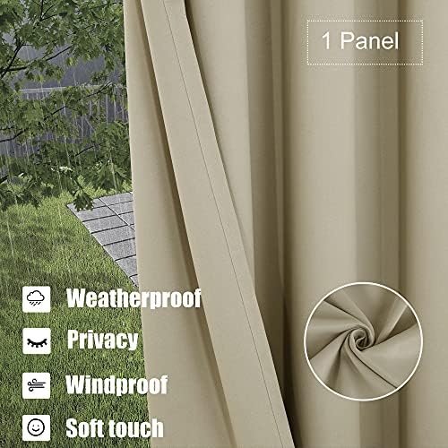 Waterproof Outdoor Curtains for Patio Gazebo Pergola Balcony in Cream, alternate view 3
