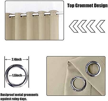 Waterproof Outdoor Curtains for Patio Gazebo Pergola Balcony in Cream, alternate view 4
