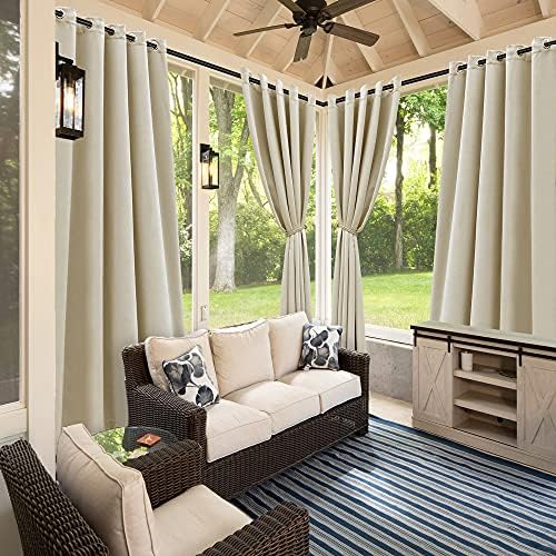 Waterproof Outdoor Curtains for Patio Gazebo Pergola Balcony in Cream, alternate view 6