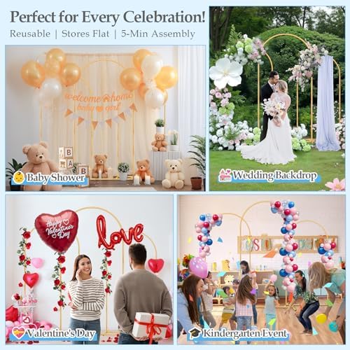 Wedding 6FT, 5FT, 4FT Arch Backdrop Stand Set of 3 for Baby Shower Birthday, alternate view 5