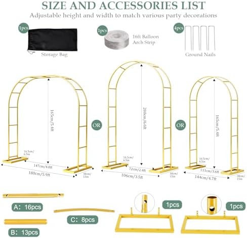 Wedding Arch 6.6FTx3.5FT Garden Trellis for Climbing Plants, alternate view 4