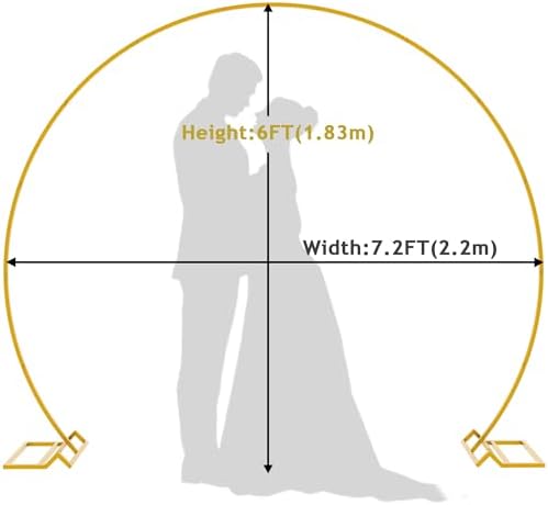 Wedding Arch 7.2FT Round Backdrop Stand Gold Circle Balloon Arch, alternate view 3