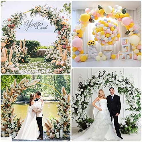 Wedding Arch 7.2FT Round Backdrop Stand Gold Circle Balloon Arch, alternate view 6