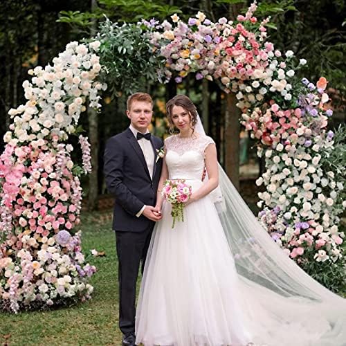 Wedding Arch 7.2FT Round Backdrop Stand White Circle Balloon Arch, alternate view 2