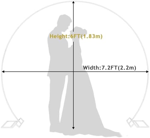 Wedding Arch 7.2FT Round Backdrop Stand White Circle Balloon Arch, alternate view 3