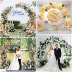 Wedding Arch 7.2FT Round Backdrop Stand White Circle Balloon Arch, alternate view 6