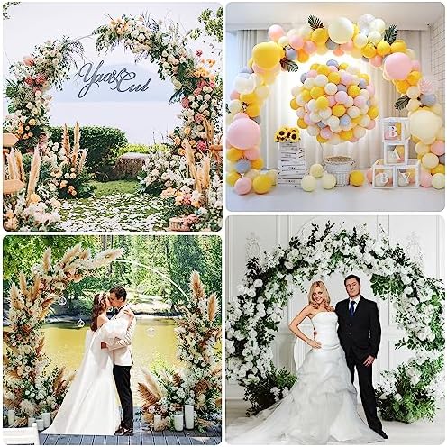 Wedding Arch 7.2FT Round Backdrop Stand White Circle Balloon Arch, alternate view 6
