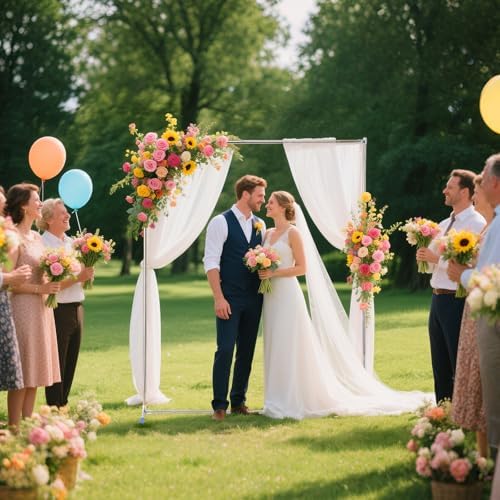 Wedding Arch,7 x 5 FT Metal Arch Backdrop Stand with Support Feet Base, Square Arched Frame for Birthday Party, alternate