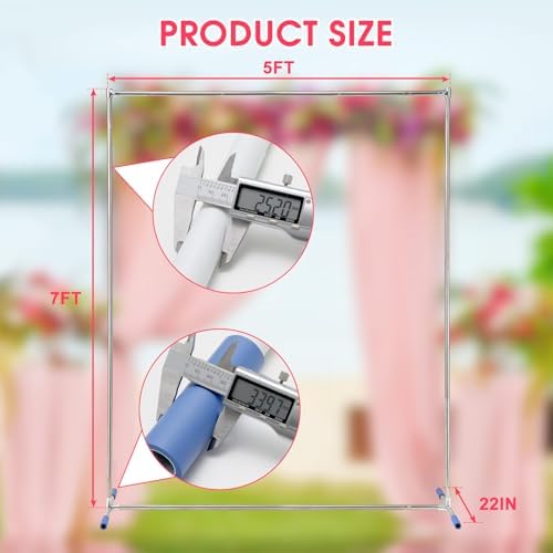 Wedding Arch,7 x 5 FT Metal Arch Backdrop Stand with Support Feet Base, Square Arched Frame for Birthday Party, alternate