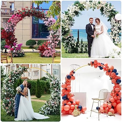 Wedding Arch 8.5FT Round Backdrop Stand Gold Circle Balloon Arch, alternate view 6