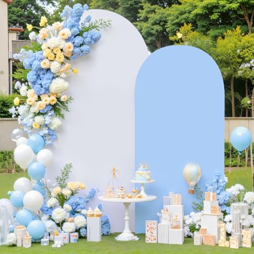 Wedding Arch Backdrop Cover, 5FT White Blue Arch Cover Stretchy Backdrops, Double-Sided Arch Stand Covers for, alternate view