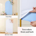 Wedding Arch Backdrop Cover, 5FT White Blue Arch Cover Stretchy Backdrops, Double-Sided Arch Stand Covers for, alternate view