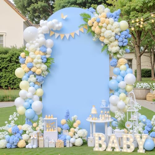 Wedding Arch Backdrop Cover, 5FT White Blue Arch Cover Stretchy Backdrops, Double-Sided Arch Stand Covers for, alternate view