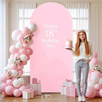 Wedding Arch Backdrop Cover, 5FT White Pink Arch Cover Stretchy Backdrops, Double-Sided Arch Stand Covers for, alternate view