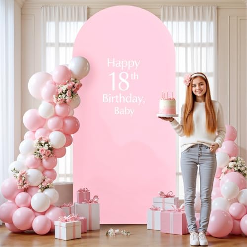 Wedding Arch Backdrop Cover, 5FT White Pink Arch Cover Stretchy Backdrops, Double-Sided Arch Stand Covers for, alternate view