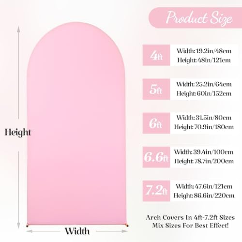 Wedding Arch Backdrop Cover, 5FT White Pink Arch Cover Stretchy Backdrops, Double-Sided Arch Stand Covers for, alternate view