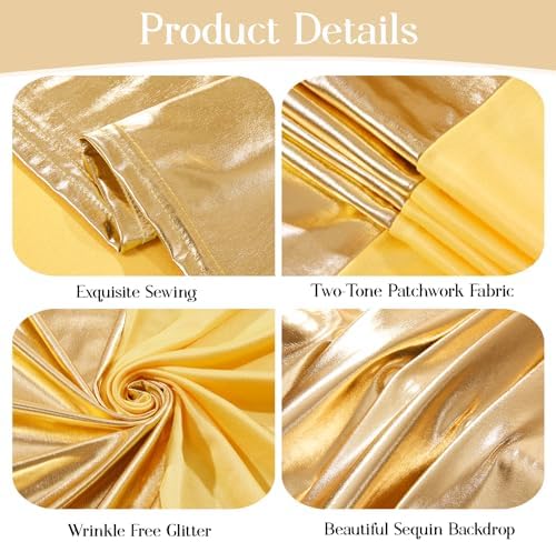 Wedding Arch Backdrop Cover, 6.6FT Gold Yellow Arch Cover Stretchy Backdrops, Double-Sided Arch Stand Covers for, alternate