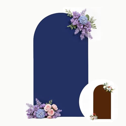 Wedding Arch Backdrop Cover, 6.6FT Navy Blue Brown Arch Cover Stretchy Backdrops, Double-Sided Arch Stand Covers