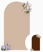 Wedding Arch Backdrop Cover, 6.6FT Nude Brown Arch Cover Stretchy Backdrops, Double-Sided Arch Stand Covers for