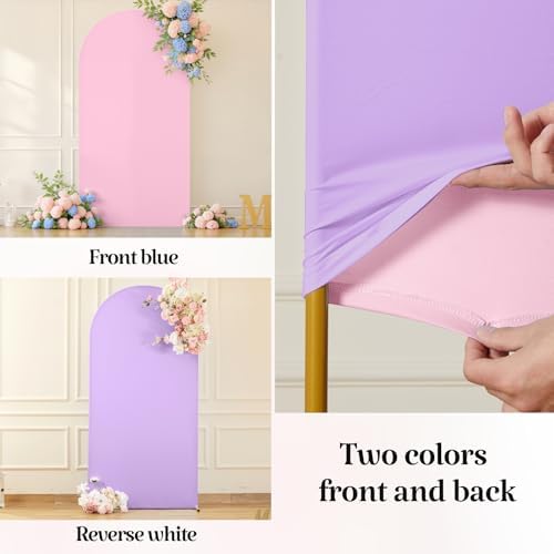 Wedding Arch Backdrop Cover, 6.6FT Purple Pink Arch Cover Stretchy Backdrops, Double-Sided Arch Stand Covers for, alternate