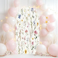Wedding Arch Backdrop Cover 6.6FT Watercolor Floral Seamless Fabric Hand Greenery Wildflowers Herbs Spandex