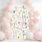 Wedding Arch Backdrop Cover 6.6FT Watercolor Floral Seamless Fabric Hand Greenery Wildflowers Herbs Spandex