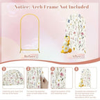 Wedding Arch Backdrop Cover 6.6FT Watercolor Floral Seamless Fabric Hand Greenery Wildflowers Herbs Spandex, alternate view 7
