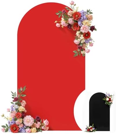 Wedding Arch Backdrop Cover, 6FT Black Red Arch Cover Stretchy Backdrops, Double-Sided Arch Stand Covers for