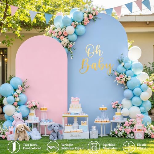 Wedding Arch Backdrop Cover, 6FT Blue Pink Arch Cover Stretchy Backdrops, Double-Sided Arch Stand Covers for, alternate view