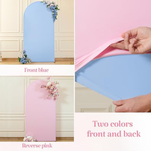 Wedding Arch Backdrop Cover, 6FT Blue Pink Arch Cover Stretchy Backdrops, Double-Sided Arch Stand Covers for, alternate view