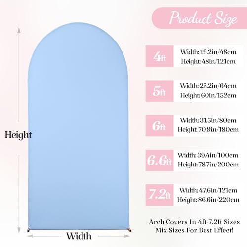 Wedding Arch Backdrop Cover, 6FT Blue Pink Arch Cover Stretchy Backdrops, Double-Sided Arch Stand Covers for, alternate view