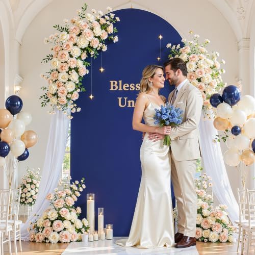Wedding Arch Backdrop Cover, 6FT Navy Blue Brown Arch Cover Stretchy Backdrops, Double-Sided Arch Stand Covers, alternate