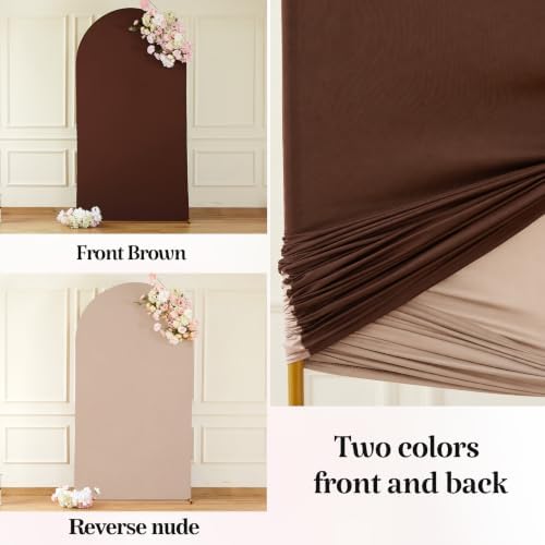 Wedding Arch Backdrop Cover, 6FT Nude Brown Arch Cover Stretchy Backdrops, Double-Sided Arch Stand Covers for, alternate view