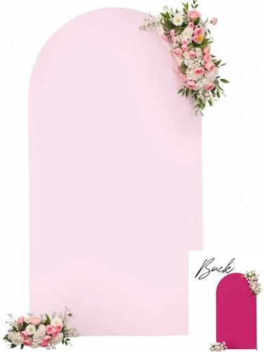 Wedding Arch Backdrop Cover, 6FT Pink Arch Cover Stretchy Backdrops, Double-Sided Arch Stand Covers for Wedding