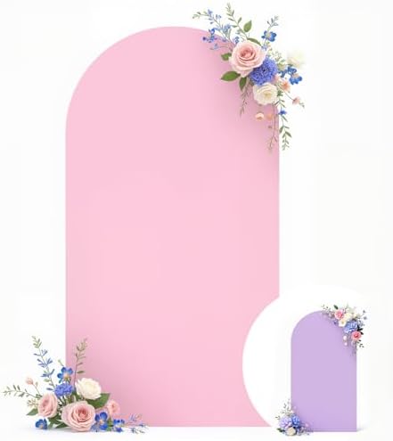 Wedding Arch Backdrop Cover, 6FT Purple Pink Arch Cover Stretchy Backdrops, Double-Sided Arch Stand Covers for