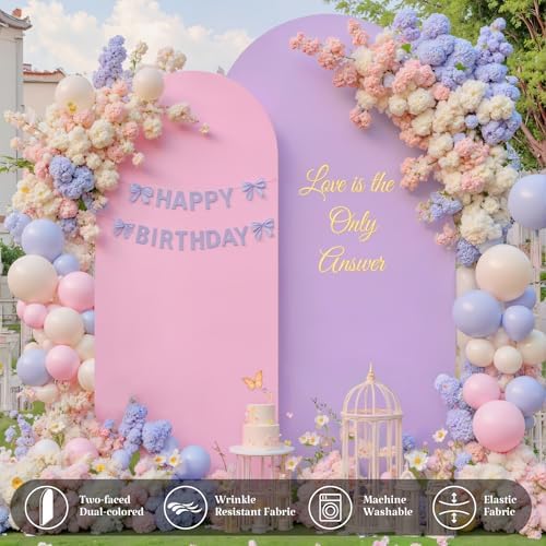 Wedding Arch Backdrop Cover, 6FT Purple Pink Arch Cover Stretchy Backdrops, Double-Sided Arch Stand Covers for, alternate